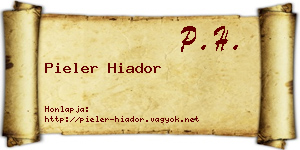 Pieler Hiador névjegykártya
